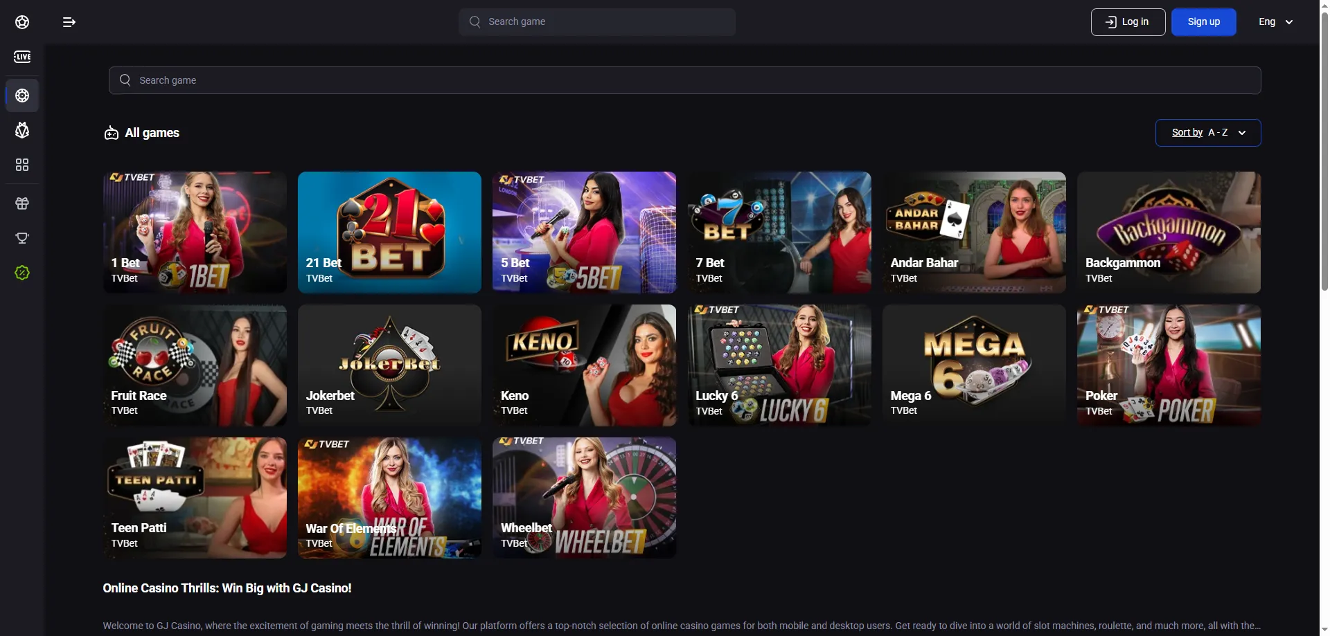 GJ Casino spordihasartmängud — live-panused ja kõrged koefitsiendid